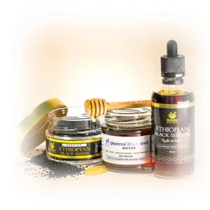 nigella seed and honey bundle with all products neatly displayed each with their prophetic blends premium product labels
