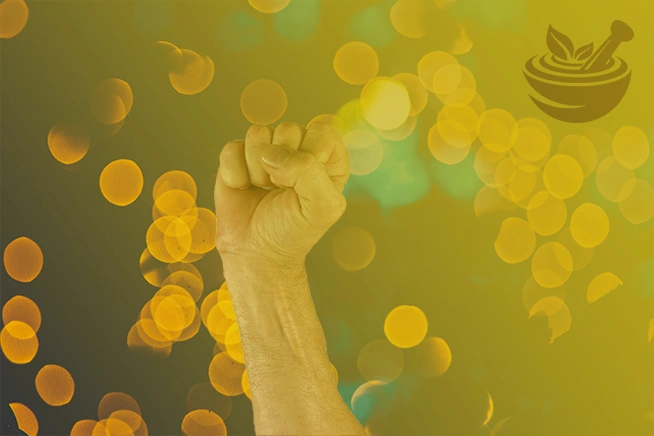 fist pump victory sign with prophetic blends logo in top right corner