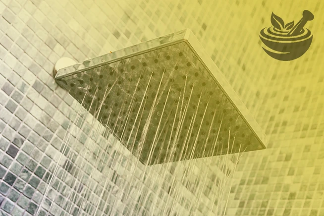 modern shower head with water spraying out