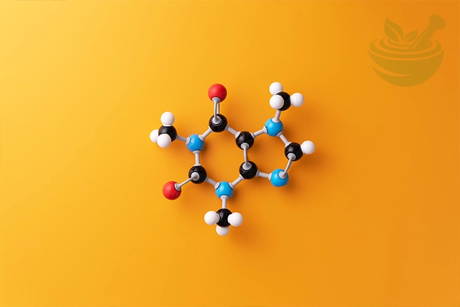 illustration of a chemical molecular structure representing black seed oil compounds with prophetic blends logo
