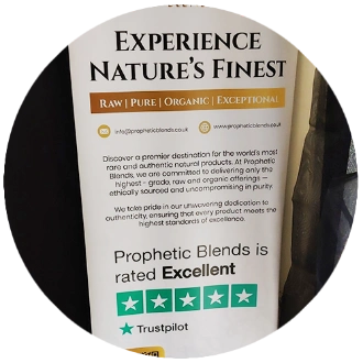 5 star trustpilot rating banner erected at brand new prophetic blends black seed oil store in london