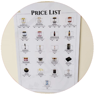wholesale distribution price list banner on display at our new london shop